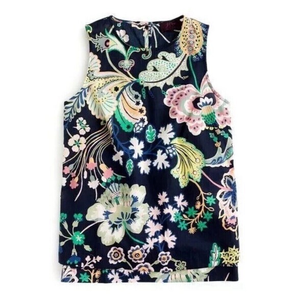J. CREW Liberty Blouse Top in Symphony Floral Women’s 0 Navy Sleeveless Tank - Picture 1 of 10